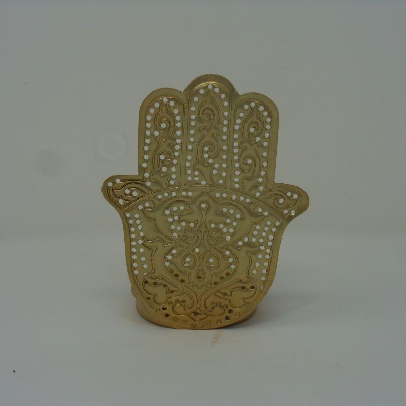 WAX HOLDER HAND SINGLE GOLD - CANDLE HOLDERS, CANDLES