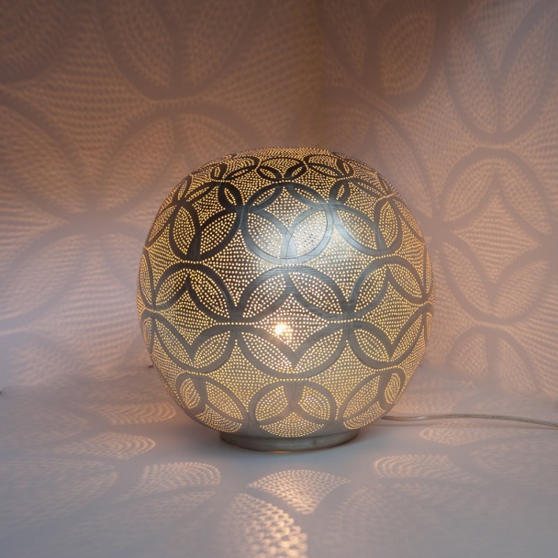 TABLE LAMP BALL CRC BRASS SILVER PLATED - TABLE LAMPS