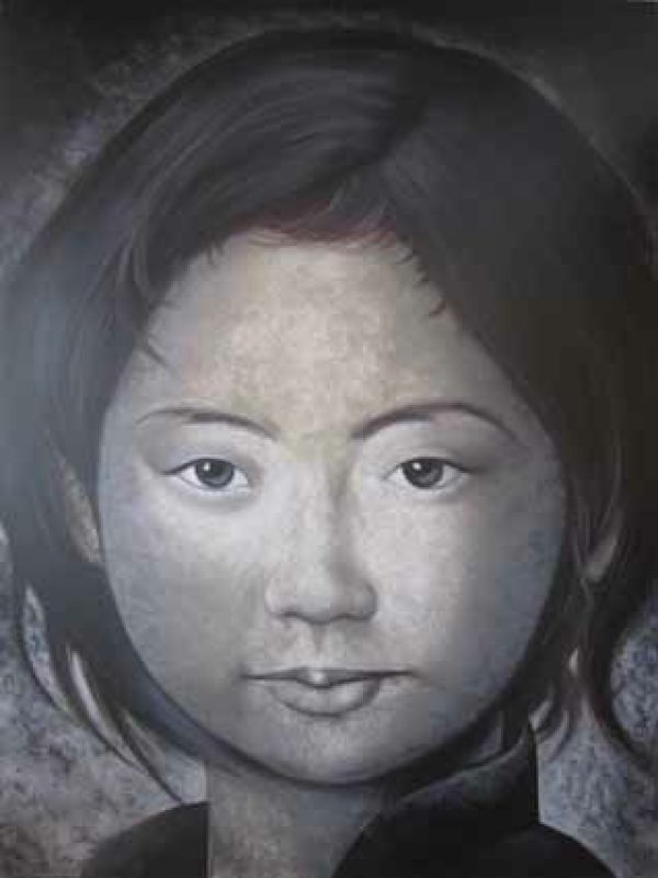 ASIAN GIRL GREY FACE - PAINTINGS