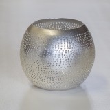 WAXHOLDER BALL FLSK BRASS SILVER PLATED - CANDLE HOLDERS, CANDLES