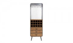 WINE CABINET WOOD BLACK METAL 